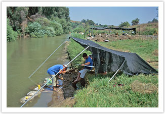 Excavation on the Jordan River bank.